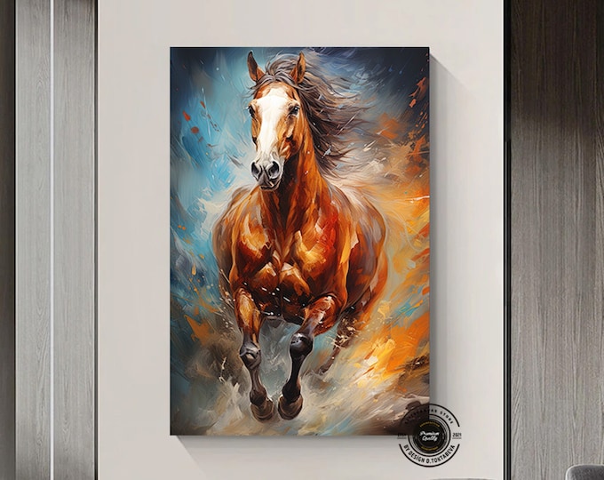 Horse Wall Art Canvas, Animal Canvas Print, Horse Canvas Art Prints, Abstract Horse Art Print, Equestrian Decoration, Home Decor Gift Idea