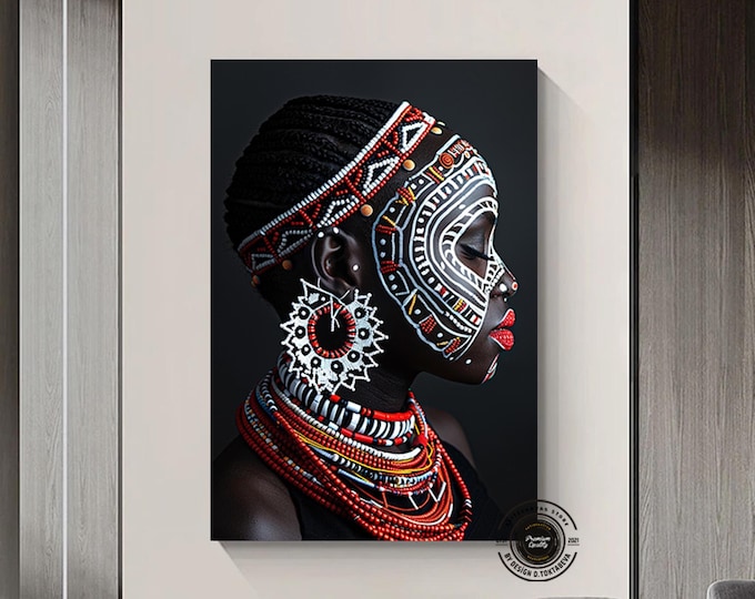 Ethnic Canvas Art, Women Wall Art, Canvas Wall Art, Ethnic Woman Wall Art,Abstract Art,Canvas Art,Framed Canvas Art