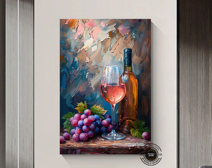 Wine bottle canvas wall art wine glass canvas wall decor red wine canvas art fruit and wine ready to hang canvas wall decor