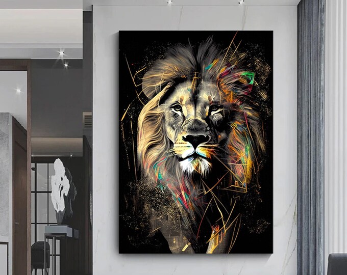 Abstract Graffiti Art Lion Painting Modern Animal Street Colorful Canvas Poster Print Wall Art Picture Living Room Home Decor