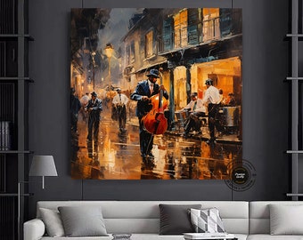 Street Musicians Canvas Print: Abstract Jazz Wall Art