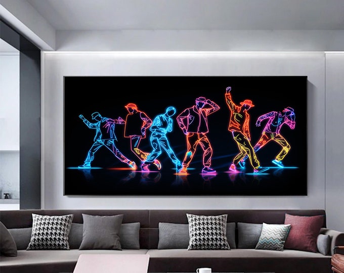 Hip Hop Dance Canvas Print Art, Dance Wall Decor, Street Hip Hop Poster, Dancing Wall Art, Trendy Wall Art.