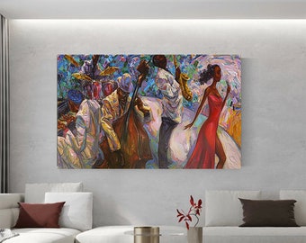 Jazz Musician Canvas Art, Lady Singer, Instruments Painting