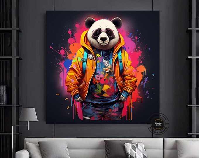 Canvas Art, Print, Framed Art, Panda, Artwork, Graffiti, Wall Art, Canvas Panda, Panda Art, Panda Graffiti, Print, Panda Banksy, Banksy Art