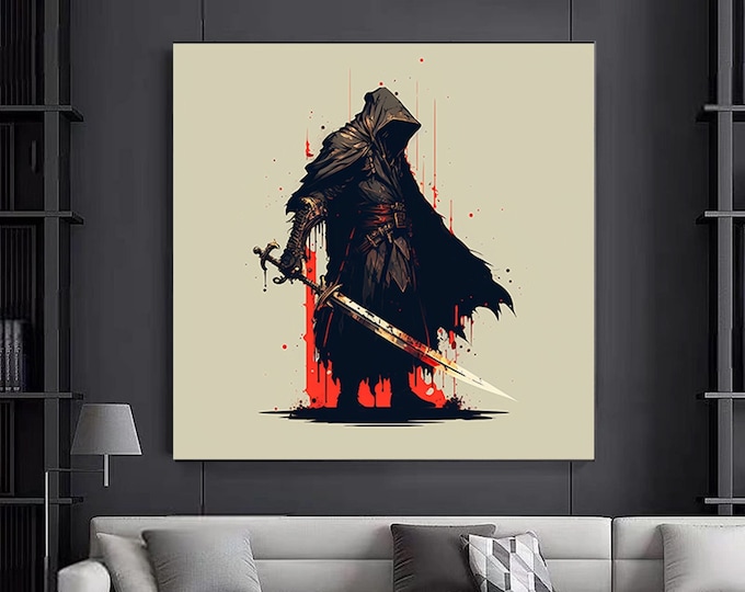 fight of the samurai canvas wall art , samurai canvas print , samurai canvas painting , modern home decor , ready to hang canvas print
