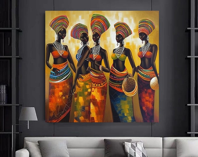 Colorful African Woman Canvas Art, African American Art, Modern art print, Fashion Decor, wall decor African, Wall Art
