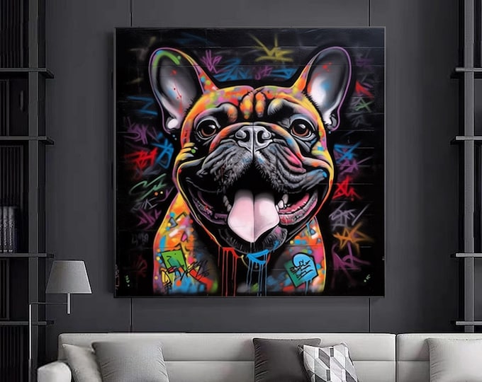 Dog Canvas Print , Graffiti Art Dog , Canvas Dog  decor , Colorful Dog  Canvas , street  Art , Animal Canvas , Home Decor