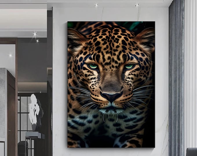 Leopard canvas Wall Art - African Animal Art - Safari Art - Jungle Canvas Print - Big Cat Realistic Art