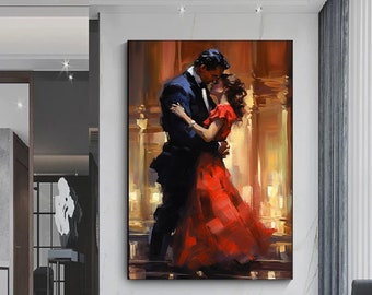 Canvas Home Decor, Large Canvas, Dancing Couple Painting Print, Music Room Art, Dance  Couple Canvas Decor, Canvas Ready to Hang