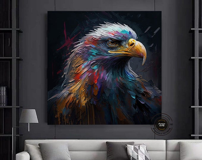 King of Sky Eagle Wall Art - Abstract wall art,Colorful Inspired EagleCanvas Wall Art.