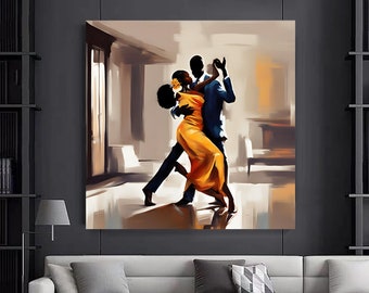 African Couple Dancing Canvas Wall Art