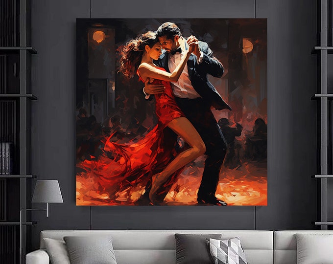 Canvas Home Decor, Dancing Couple Painting  Print, Music Room Art, Tango Couple  painting Canvas Decor,