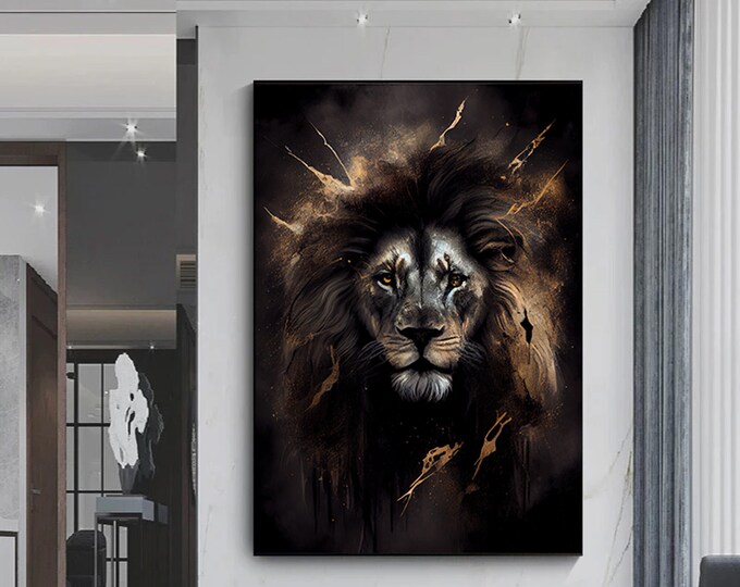Lion Wall Art, Colorful Canvas Art, Animal Wall Art, Canvas Wall Art, Modern Wall Art, Lion  Canvas Print, Home Decor, Room Wall Art, Natur