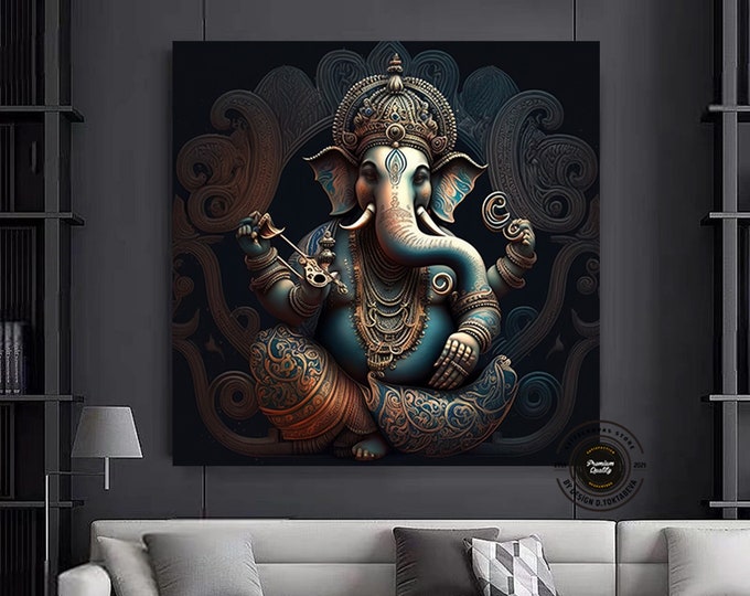 Great Ganesha Wall Art - Abstract wall art,Colorful Inspired Ganesh Canvas Wall Art.