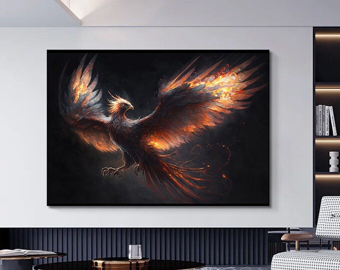 phoenix canvas prints , dragon canvas painting , red phoenix canvas wall art , ready to hang canvas print