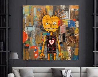 Modern Graffiti Art, Abstract Figure Painting on Canvas, Ready to Hang