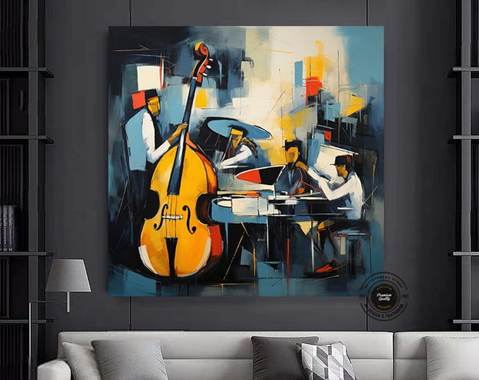 Jazz Wall Decor, Jazz Orchestra Art, Music Wall Art, Jazz Wall Art, Living Room Decor, Home Decoration