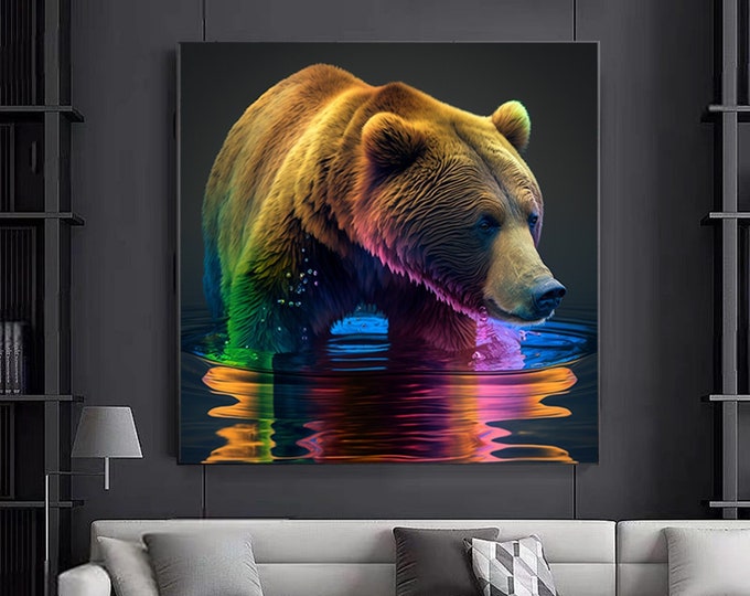 Spiritual bear wall art spiritual animal wall decor bear art for living room spiritual bear art
