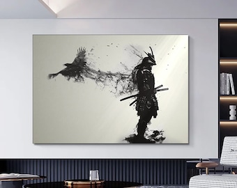 Samurai & Raven Canvas Print: Ready to Hang Wall Art
