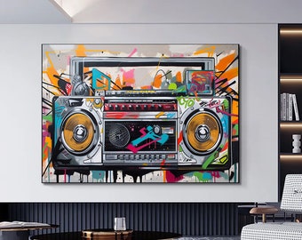 Boombox Graffiti Canvas Painting – Street Art, Ready to Hang