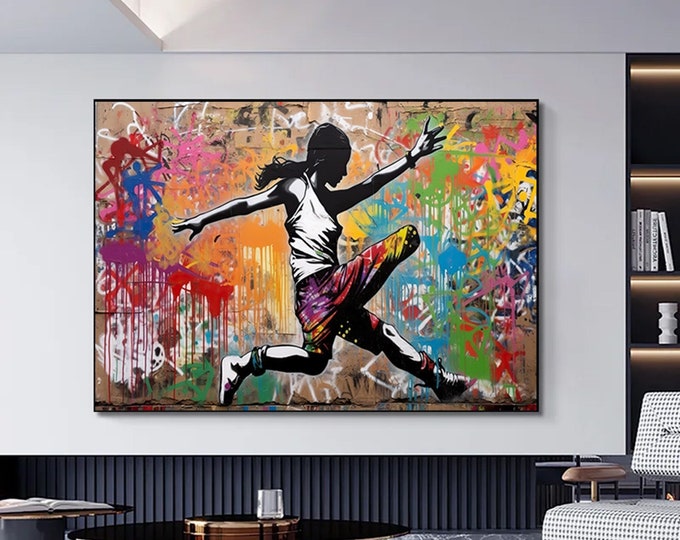 Urban Style Canvas| Banksy Style Canvas Art | Street Graffiti Art Print | Modern Home Decor | Banksy Wall Print | Large Framed Wall Art Set