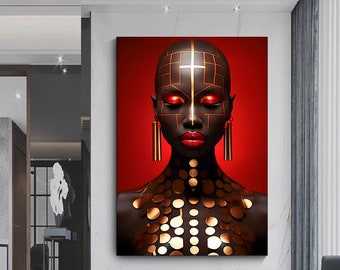 African Woman Canvas Print, Ethnic Lady Art, Home Decoration