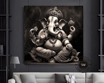 Ganesha Canvas Wall Art: Abstract Colorful Ganesh Print