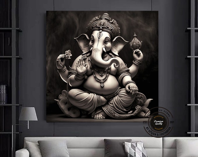 Great Ganesha Wall Art - Abstract wall art,Colorful Inspired Ganesh Canvas Wall Art.