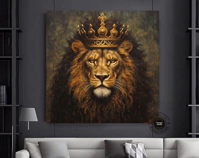 King Lion Wall Art Canvas, Abstract Animal Art Print, Colorful Lion Painting, Abstract Lion Art Print,King Lion  Canvas Abstract