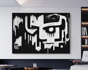 Large Abstract Graffiti Canvas Art: American Reproduction Print