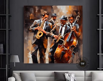 Jazz Orchestra Art Print: Handmade Music Wall Decor