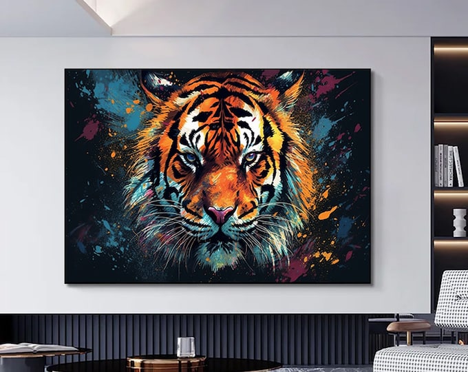 Abstract Graffiti Art Tiger Painting Modern Animal Street Colorful Canvas Poster Print Wall Art Picture Living Room Home Decor