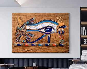 Eye of Ra canvas Ancient Egypt wall art Eye Of Horus canvas Magical token decor Contemporary art Mythical print Wall Art Decoration