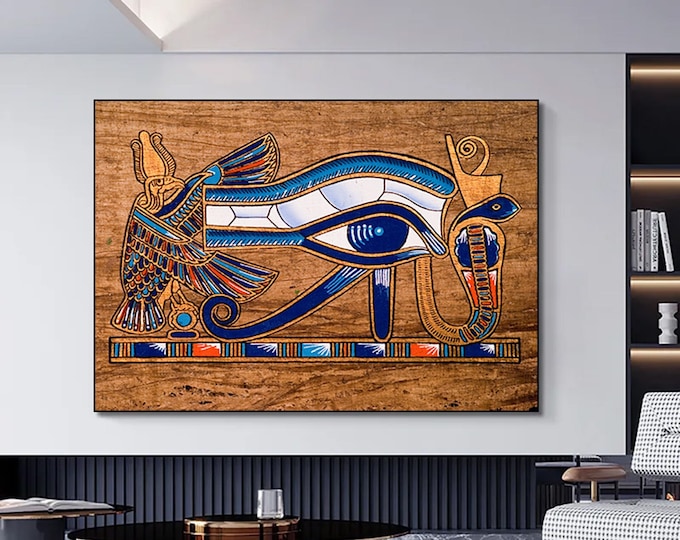 Eye of Ra canvas Ancient Egypt wall art Eye Of Horus canvas Magical token decor Contemporary art Mythical print Wall Art Decoration