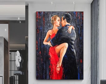 Tango Couple Canvas Print, Music Room Wall Art, Framed Canvas