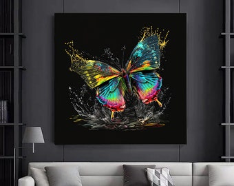 Colorful Butterfly Canvas Wall Art, Animal Print on Canvas, Butterfly Wall Decor, Colorful Canvas, Bedroom Wall Decor, Home Gift, Room Decor