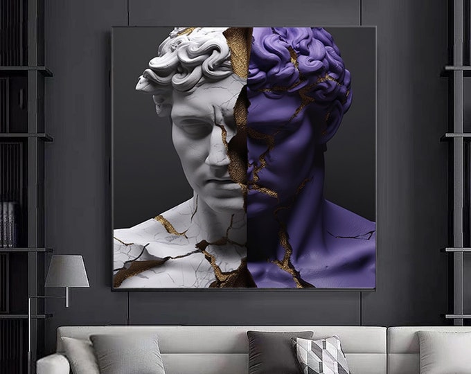David Statue Canvas Print, Remake David Statue Canvas, Sculpture Canvas Print, Modern Wall Decor, Modern Home Decor, Ready To Hang