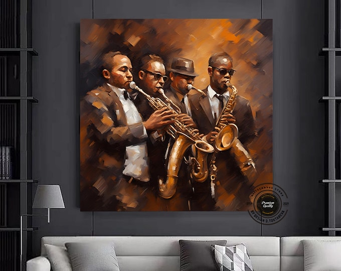 Jazz Wall Decor, Jazz Orchestra Art, Music Wall Art, Jazz Wall Art, Living Room Decor, Home Decoration
