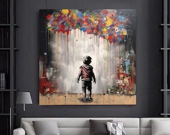 Modern Graffiti Art Canvas, Colorful Abstract Painting, Ready to Hang