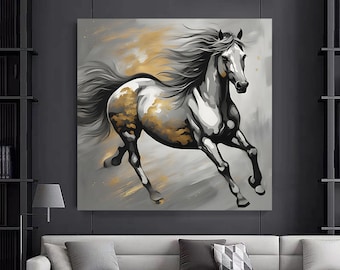 Running Horse Canvas Print: Modern Animal Wall Art