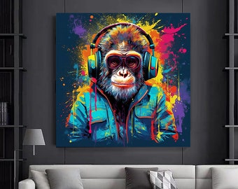 Abstract Gorilla Canvas Print, Graffiti Monkey Wall Art