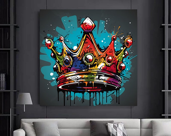 Crown Graffiti Wall Art, Crown Graffiti Art, King Crown Digital Art Print, Street Pop Art, Modern Street Art, Urban Graffiti