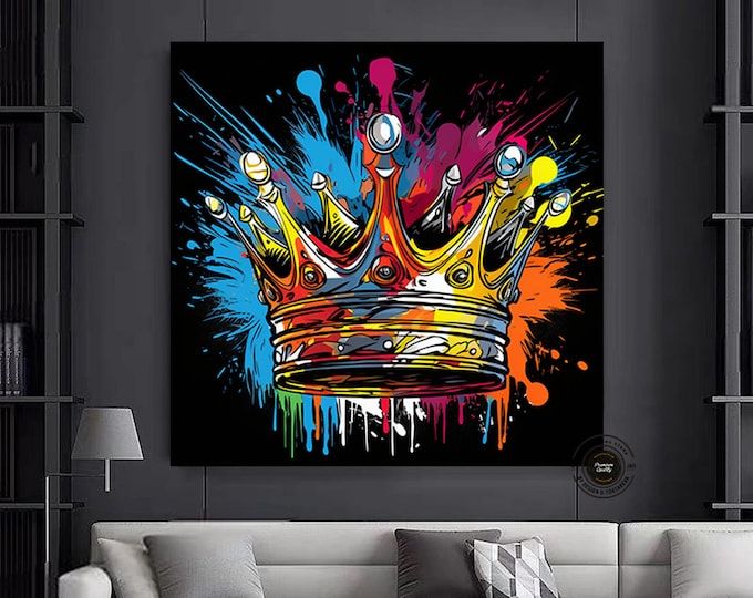 Crown Graffiti Wall Art, Crown Graffiti Art, King Crown Digital Art Print, Street Pop Art, Modern Street Art, Urban Graffiti