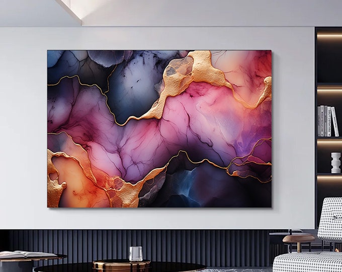Large luxury Canvas,  Wall Art Canvas, Pink And Gold Marble Wall Art, Gold Shimmery Poster, Modern Canvas Poster, Gold Marble Canvas,