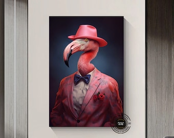 Pink Flamingo Canvas Print: Tropical Wall Art Decor