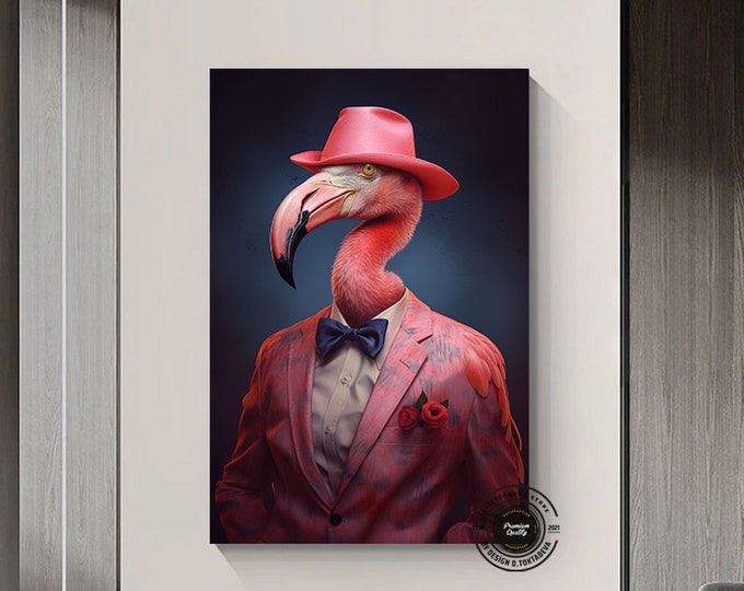 Flamingo Wall Art, Canvas print, Pink Flamingo, Tropical Decor, Exotic Bird , Pink Flamingo Art , Flamingo Wall Hanging, Wall Decor