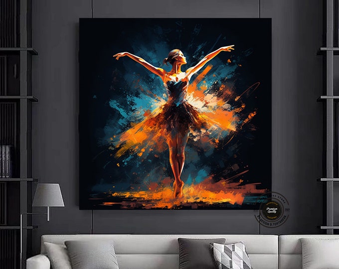 Ballerina Dancing Canvas Wall Art, In Silk Dress Modern Design Home Decor Canvas Print Wall Art Picture