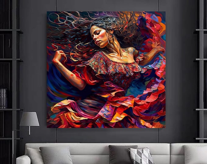 Spanish traditional dancing woman wall art canvas,Dancing woman canvas print.