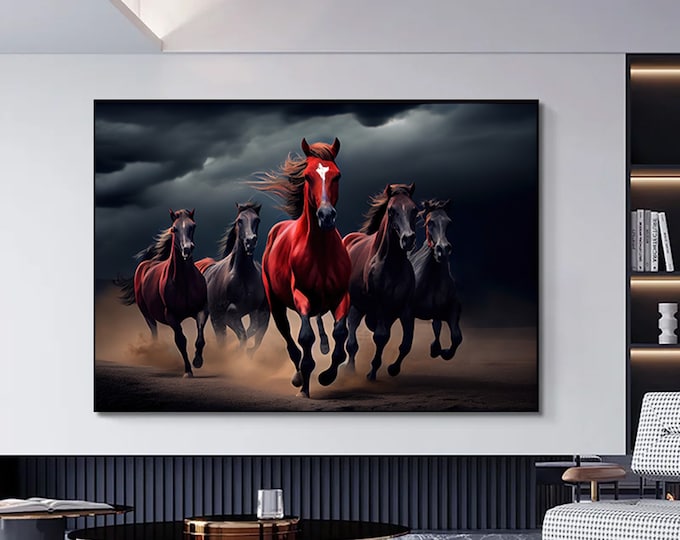 Decorative Horses Canvas Painting, Canvas Print ,running horses wall art.Horses print.