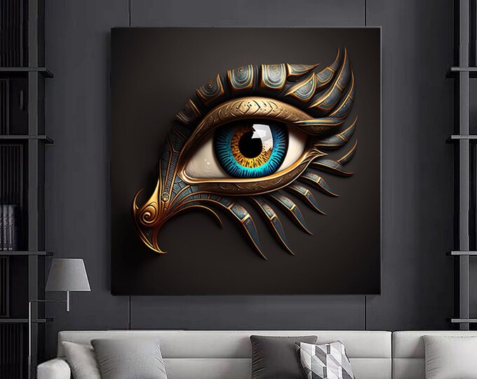 Eye of Ra canvas Ancient Egypt wall art Eye Of Horus canvas Magical token decor Contemporary art Mythical print Wall Art Decoration